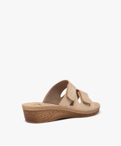 Mules femme confort unies à semelle compensée avec double brides scratch